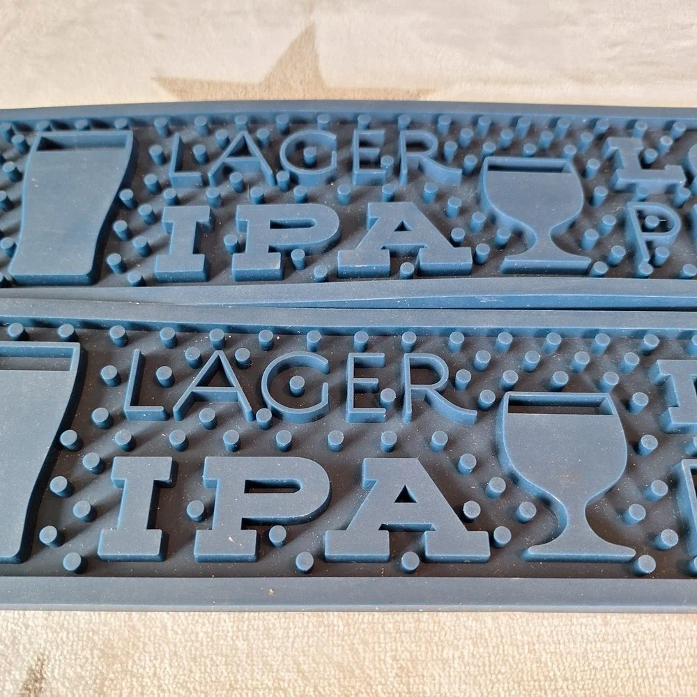 Lot‎ of 2 Navy Blue Bar Mats Silicone Rubber Non Slip Barware Man-Cave Beer